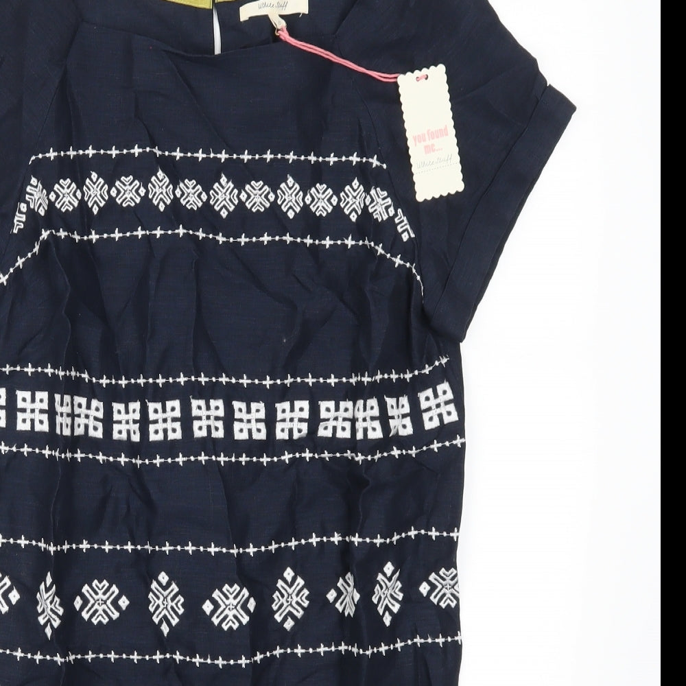 White Stuff Womens Blue Geometric  T-Shirt Dress  Size 8