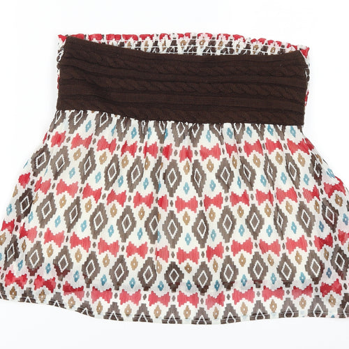Palegizia Womens Brown Geometric  Skater Skirt Size S