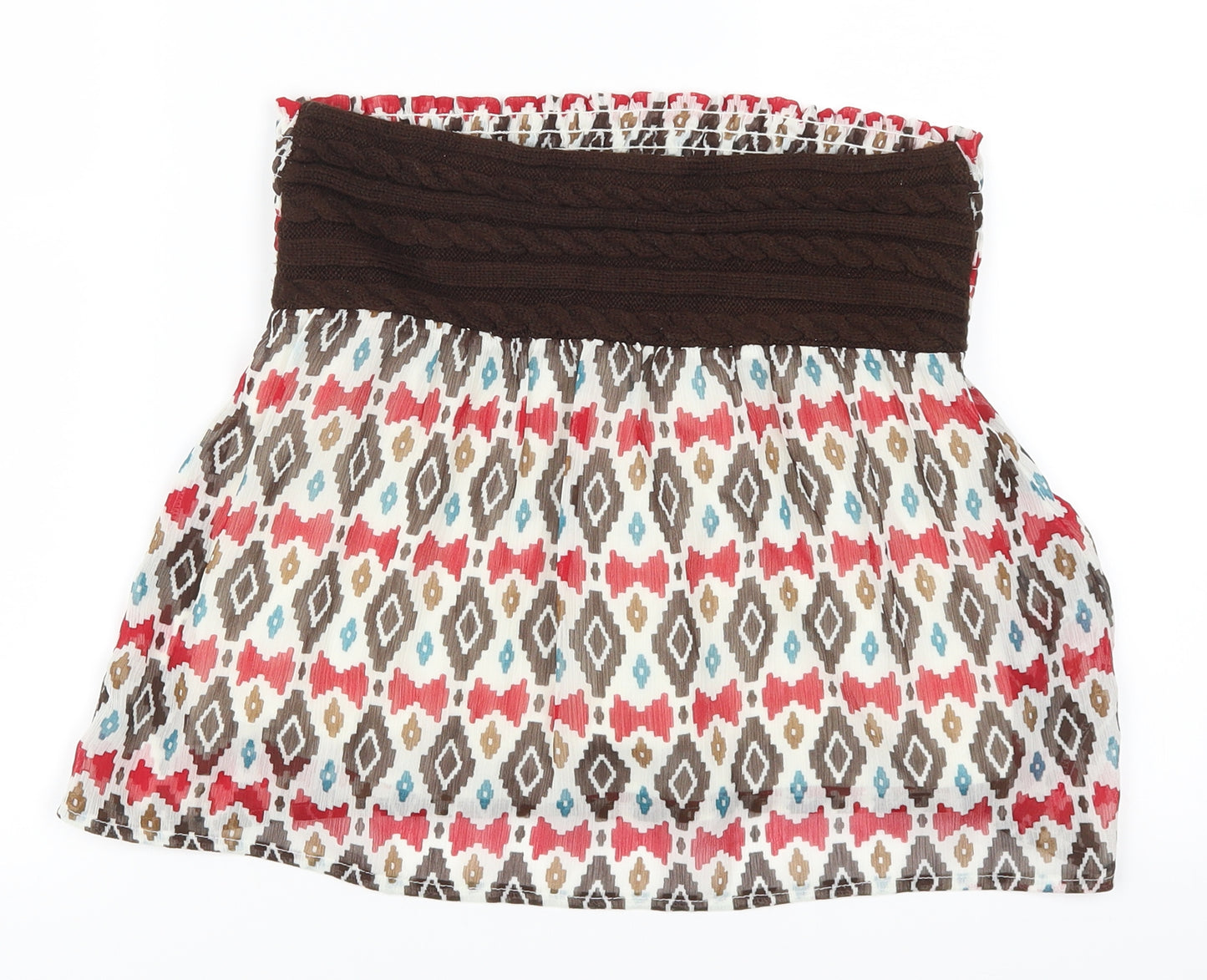 Palegizia Womens Brown Geometric  Skater Skirt Size S