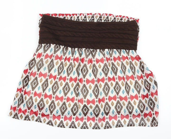 Palegizia Womens Brown Geometric Skater Skirt Size S