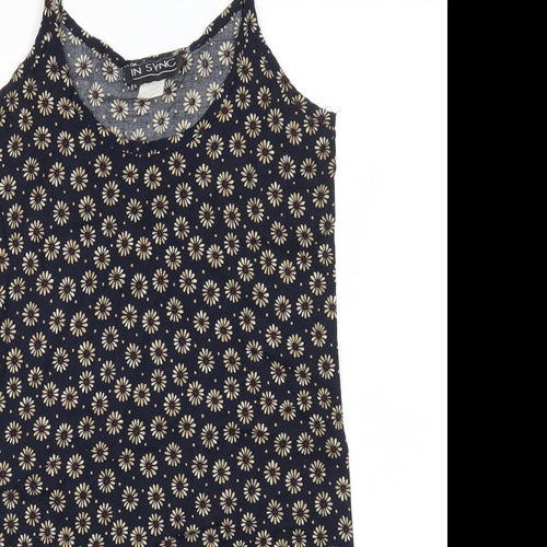 In Sync Womens Blue Floral  Tank Dress  Size S