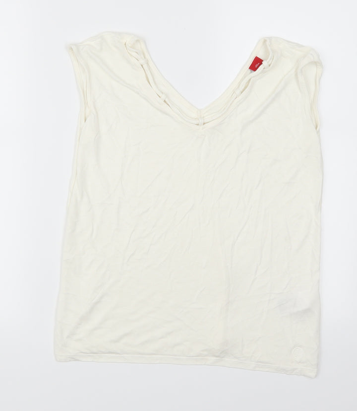 S. Oliver Womens White   Basic T-Shirt Size 10