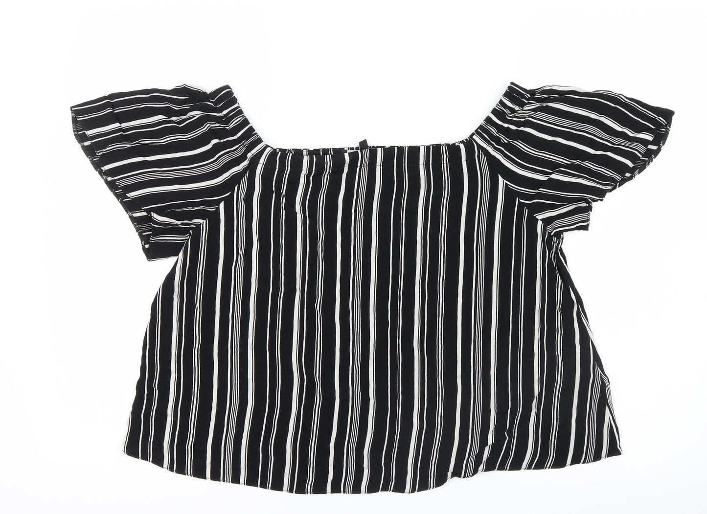 New Look Womens Black Striped  Basic Blouse Size 10