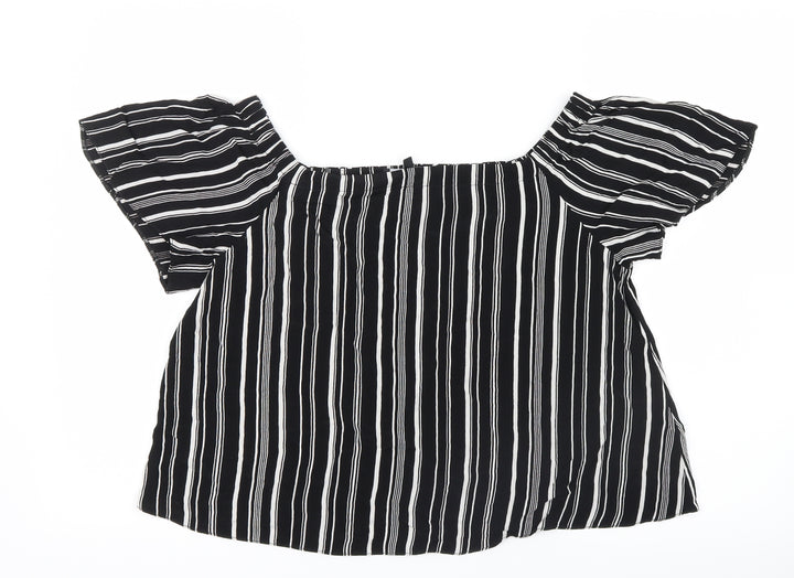New Look Womens Black Striped Basic Blouse Size 10