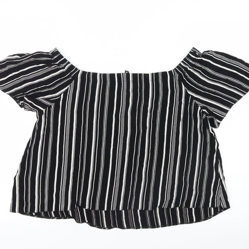New Look Womens Black Striped  Basic Blouse Size 10