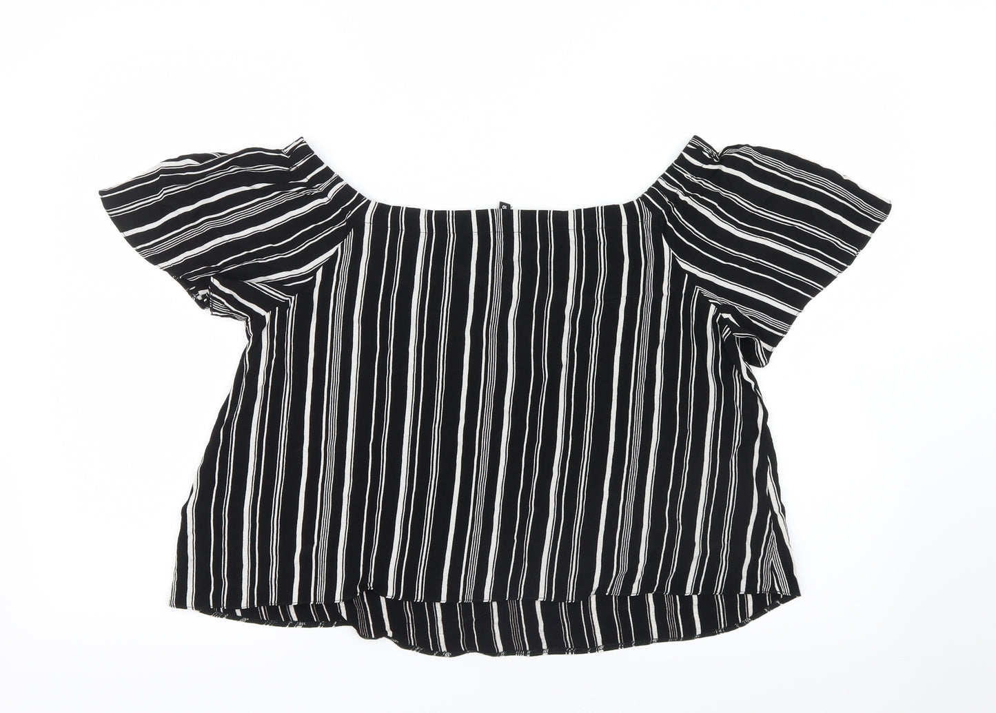 New Look Womens Black Striped  Basic Blouse Size 10