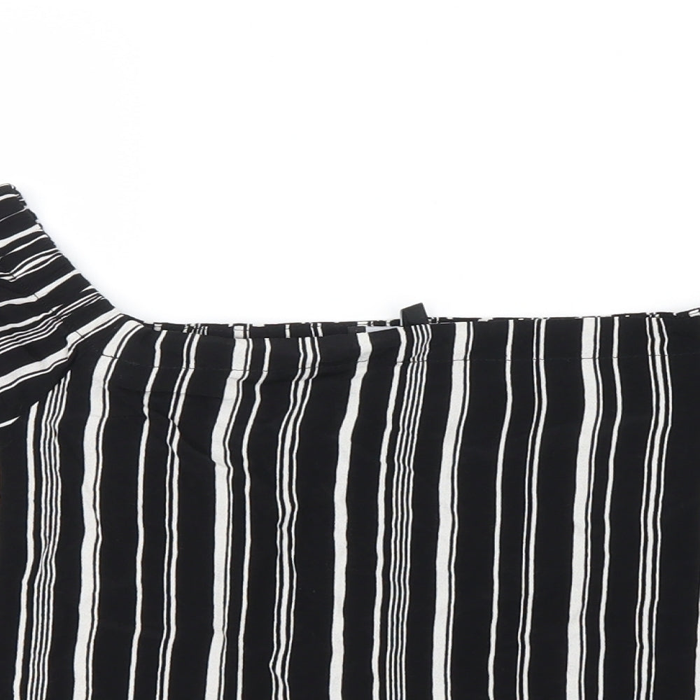 New Look Womens Black Striped  Basic Blouse Size 10