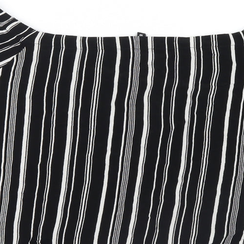 New Look Womens Black Striped  Basic Blouse Size 10