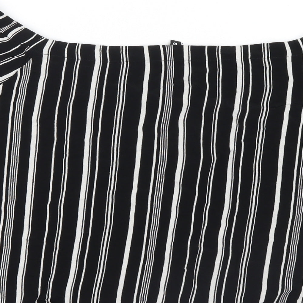 New Look Womens Black Striped  Basic Blouse Size 10