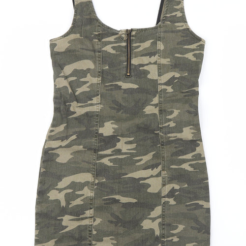 New Look Girls Green Camouflage Denim Shirt Dress  Size 12 Years