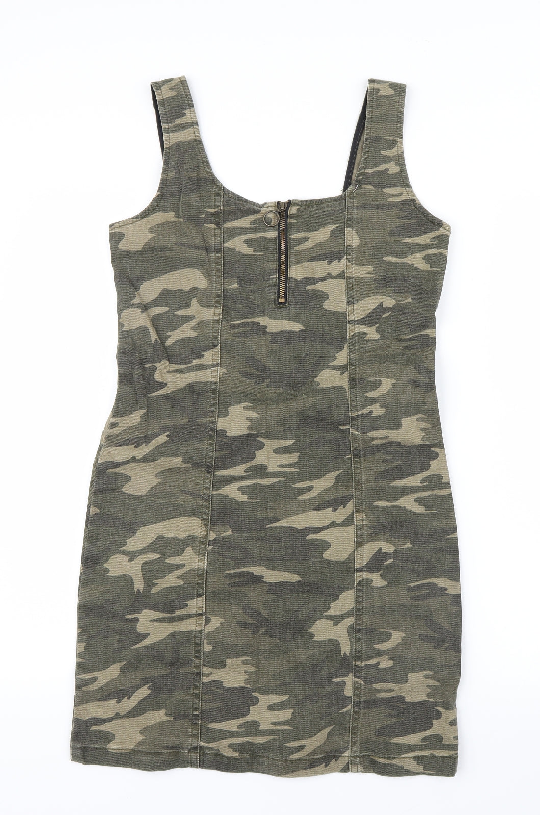 New Look Girls Green Camouflage Denim Shirt Dress  Size 12 Years