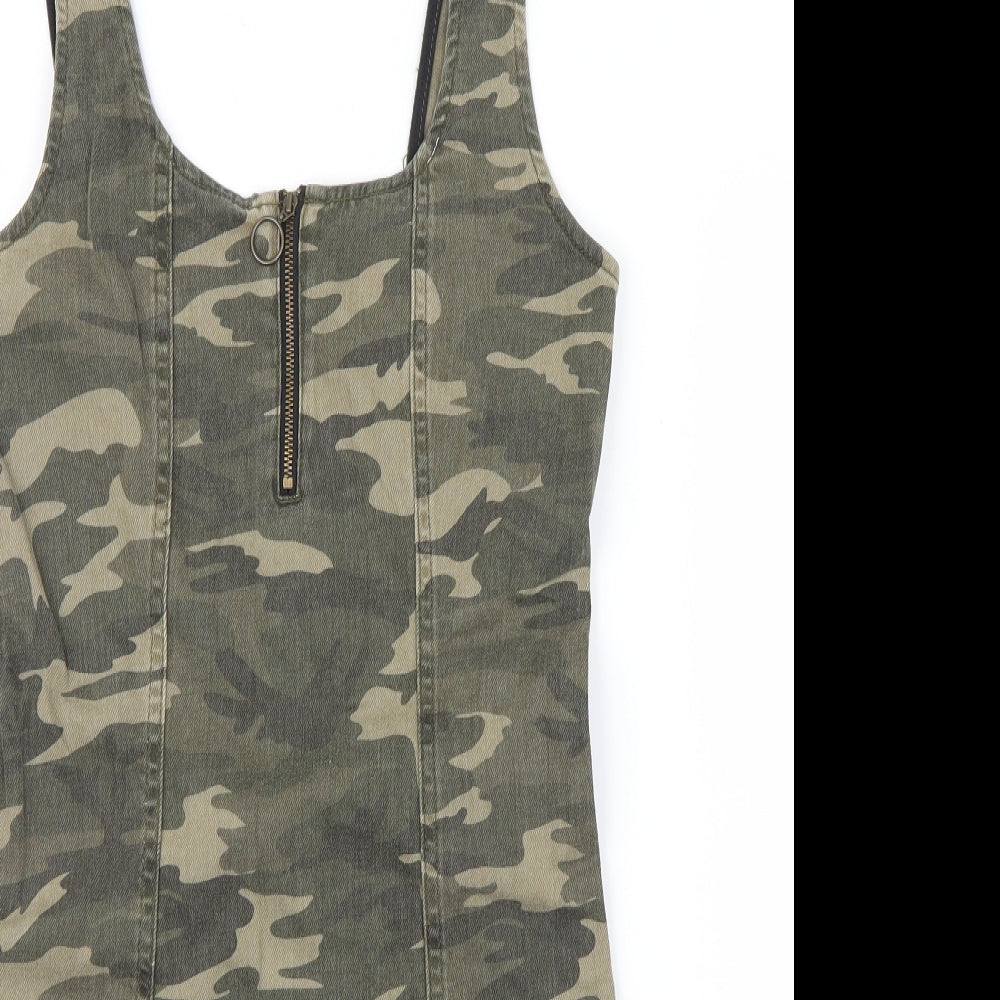 New Look Girls Green Camouflage Denim Shirt Dress  Size 12 Years