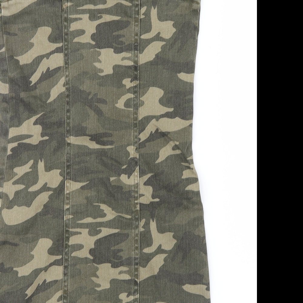 New Look Girls Green Camouflage Denim Shirt Dress  Size 12 Years