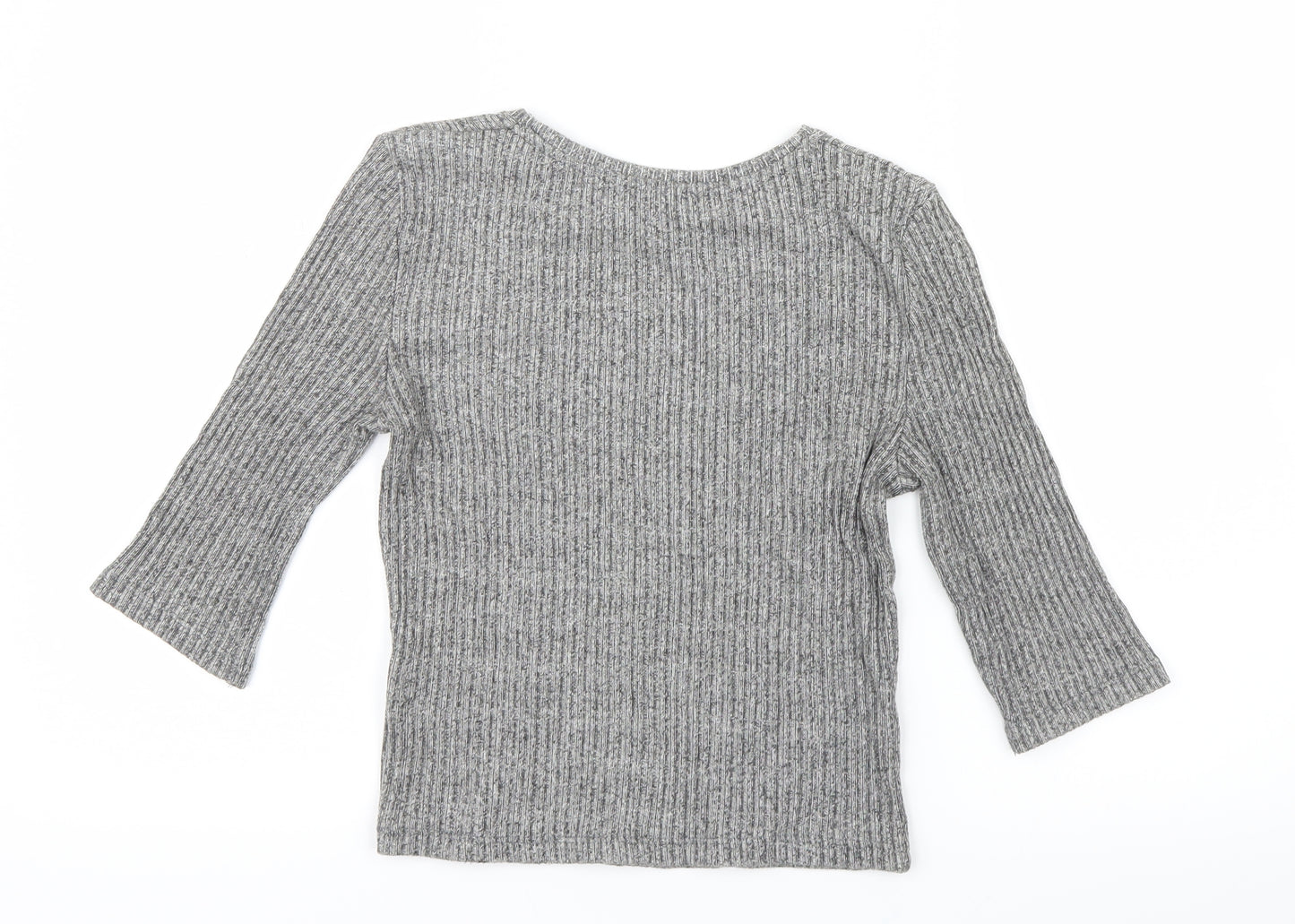 River Island Womens Grey  Knit Cropped T-Shirt Size 12