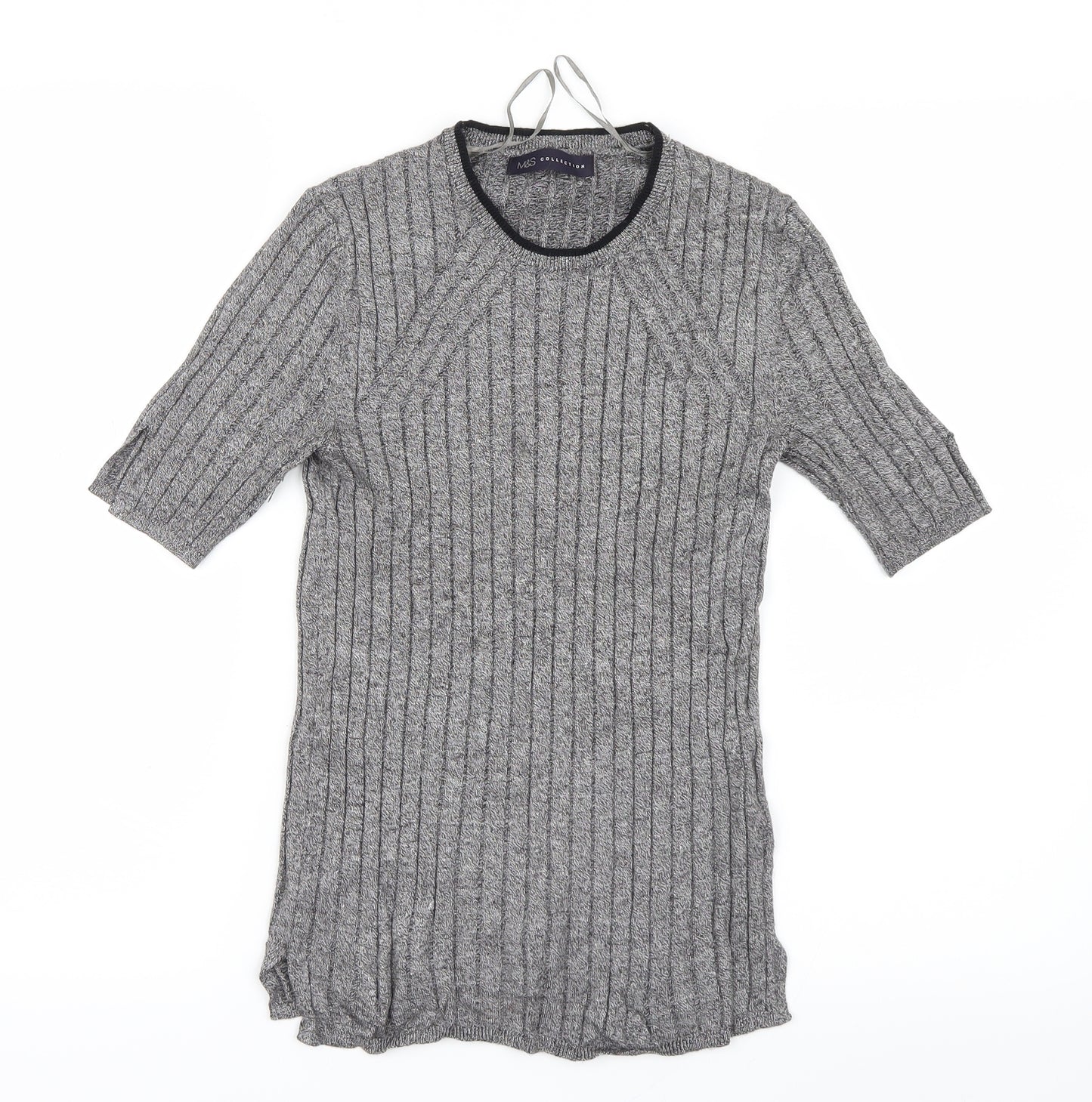 Marks and Spencer Womens Grey  Knit Basic T-Shirt Size 8
