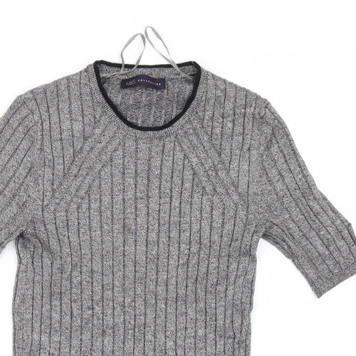 Marks and Spencer Womens Grey  Knit Basic T-Shirt Size 8
