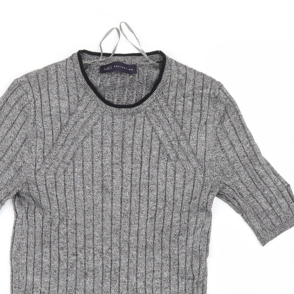 Marks and Spencer Womens Grey  Knit Basic T-Shirt Size 8