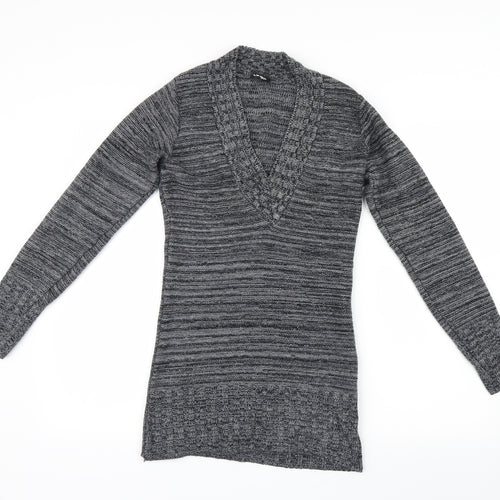 Logo Womens Grey  Knit Pullover Jumper Size M