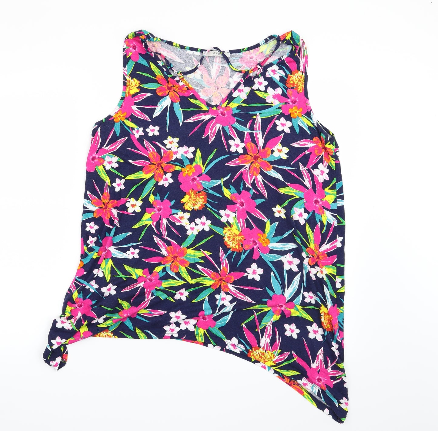 George Womens Blue Floral  Basic T-Shirt Size 18