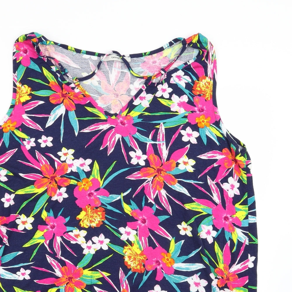 George Womens Blue Floral  Basic T-Shirt Size 18