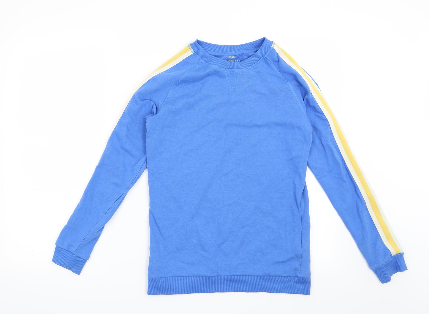 Marks and Spencer Boys Blue Striped  Pullover Sweatshirt Size 12-13 Years