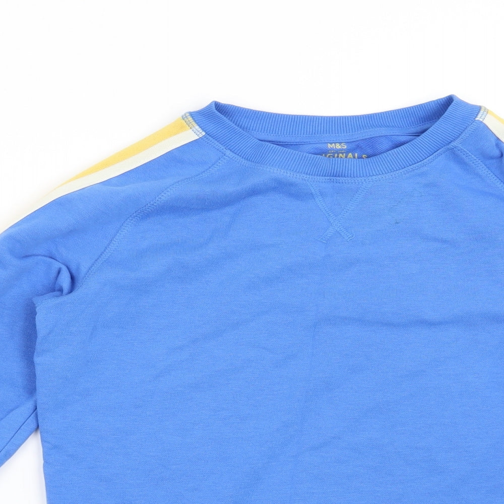 Marks and Spencer Boys Blue Striped  Pullover Sweatshirt Size 12-13 Years