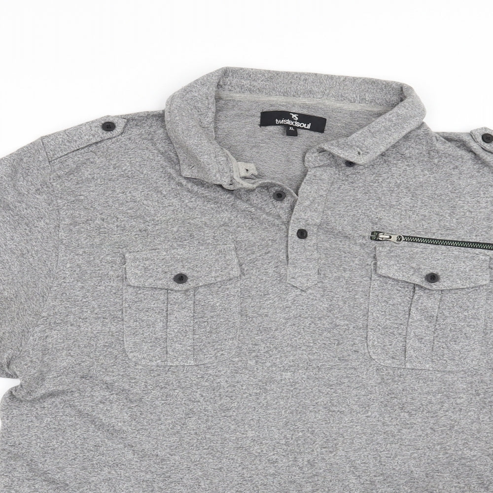 Twisted Soul Mens Grey    Polo Size XL
