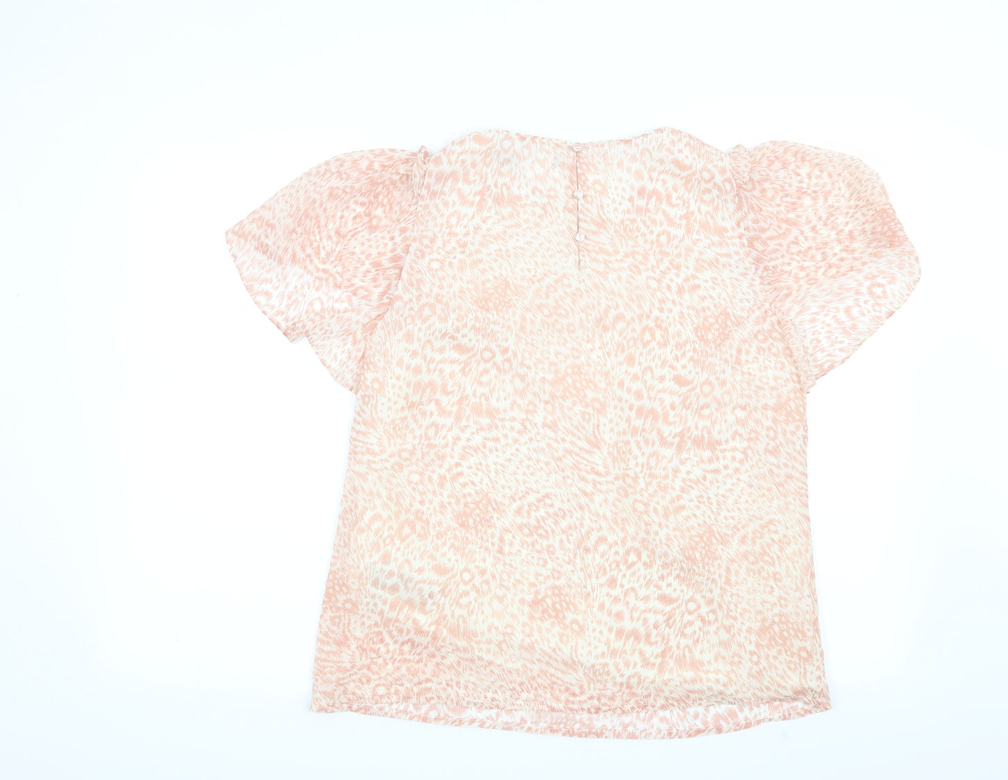 Preworn Womens Pink Animal Print  Basic Blouse Size 10