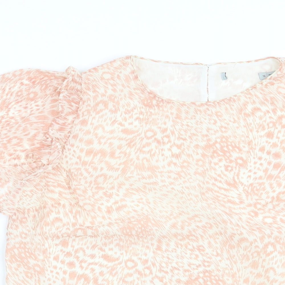 Preworn Womens Pink Animal Print  Basic Blouse Size 10