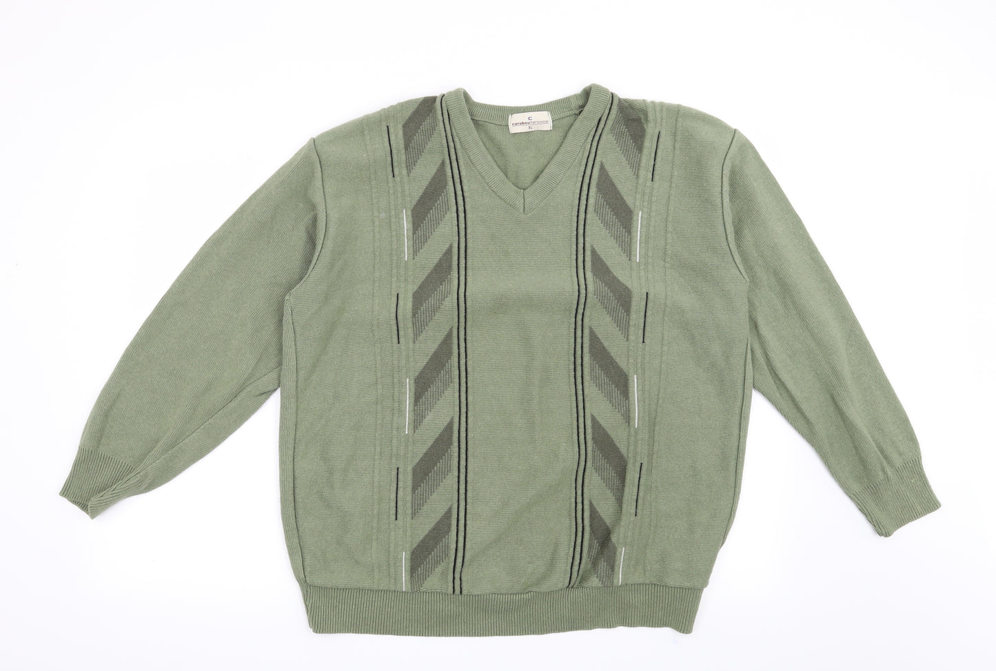 Preworn Mens Green Striped  Pullover Jumper Size XL