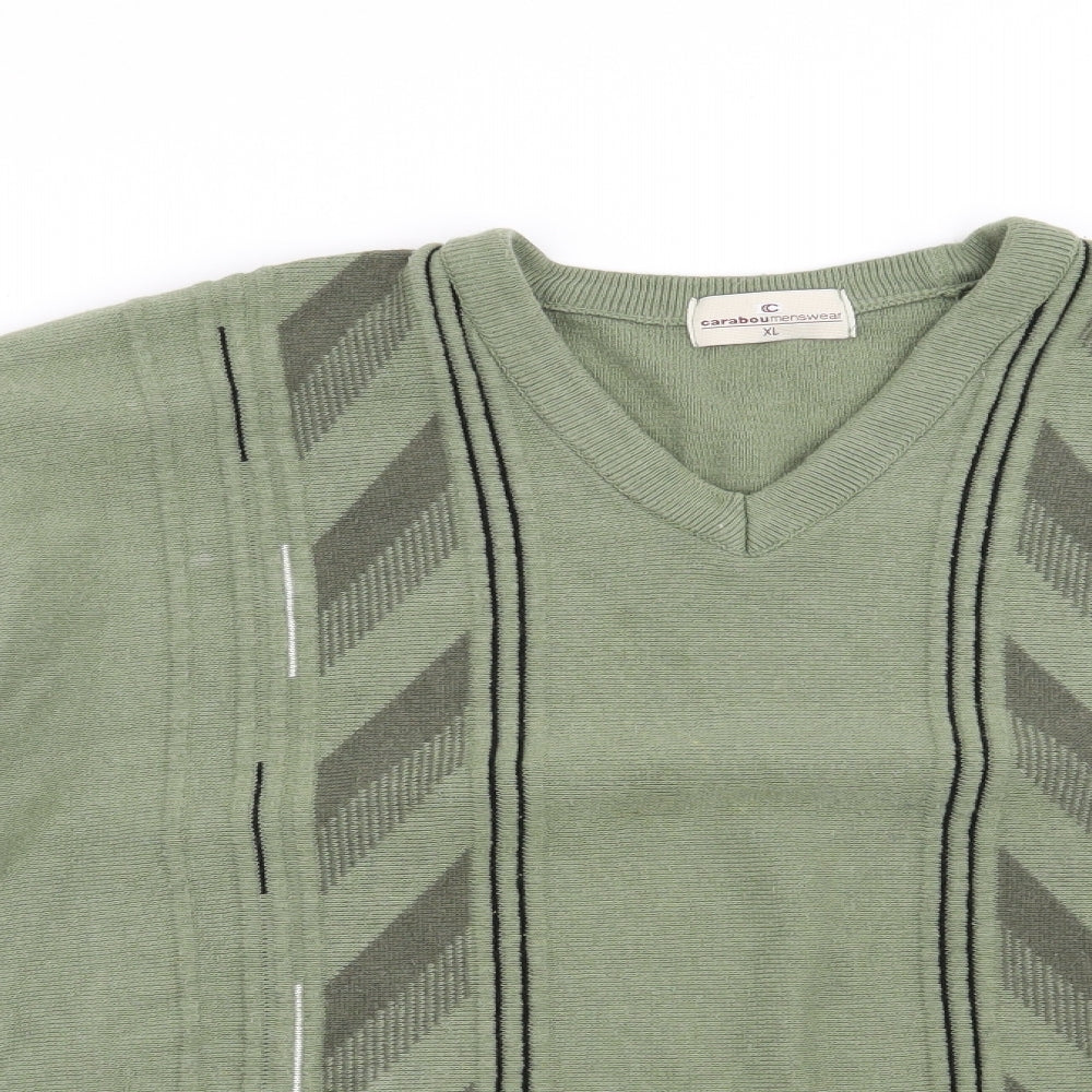 Preworn Mens Green Striped  Pullover Jumper Size XL