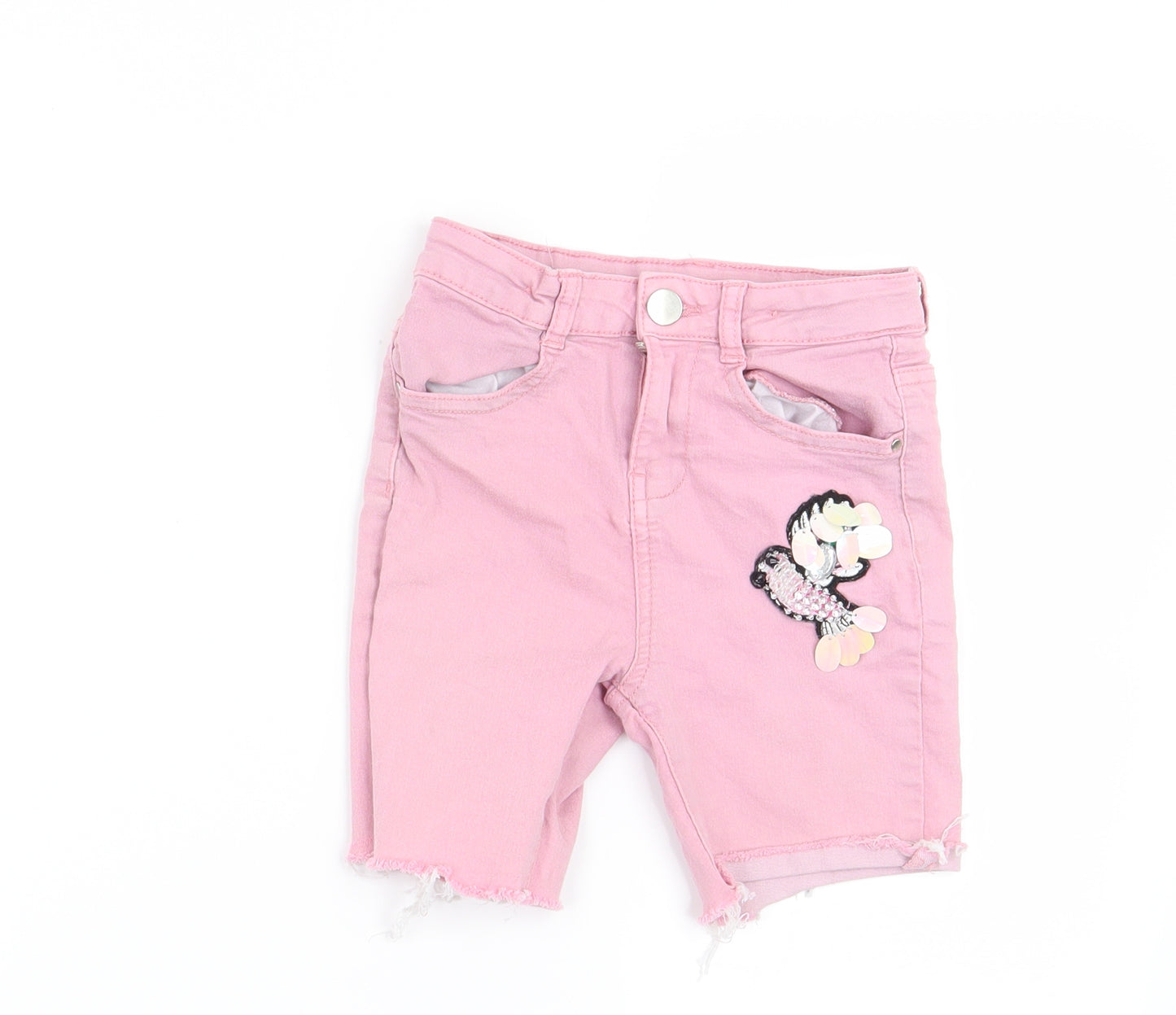 M&Co Girls Pink   Cut-Off Shorts Size 6-7 Years - Bird