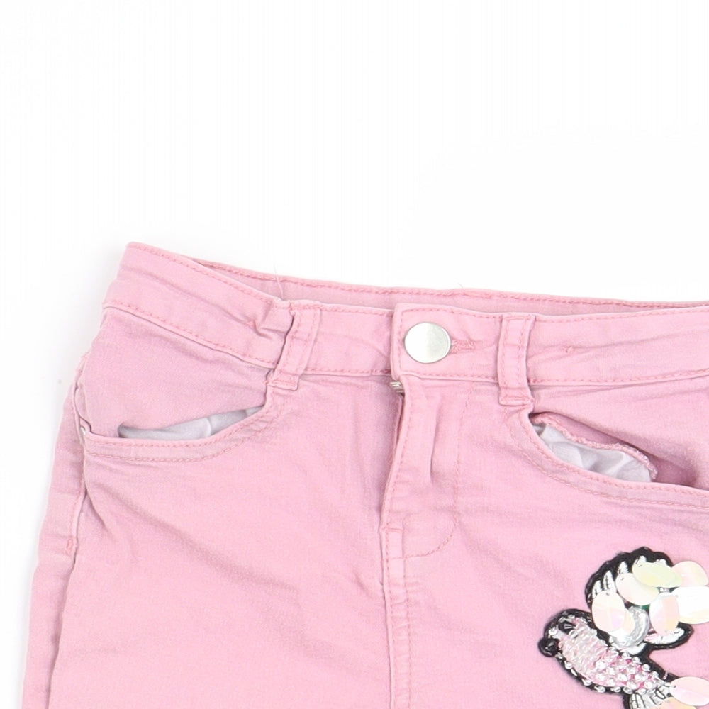 M&Co Girls Pink   Cut-Off Shorts Size 6-7 Years - Bird