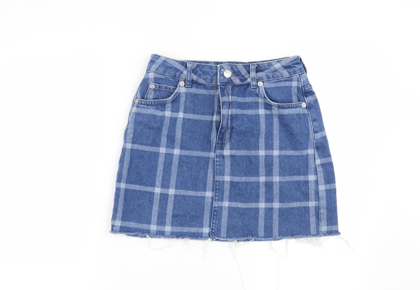 Topshop Womens Blue Check  Mini Skirt Size 6