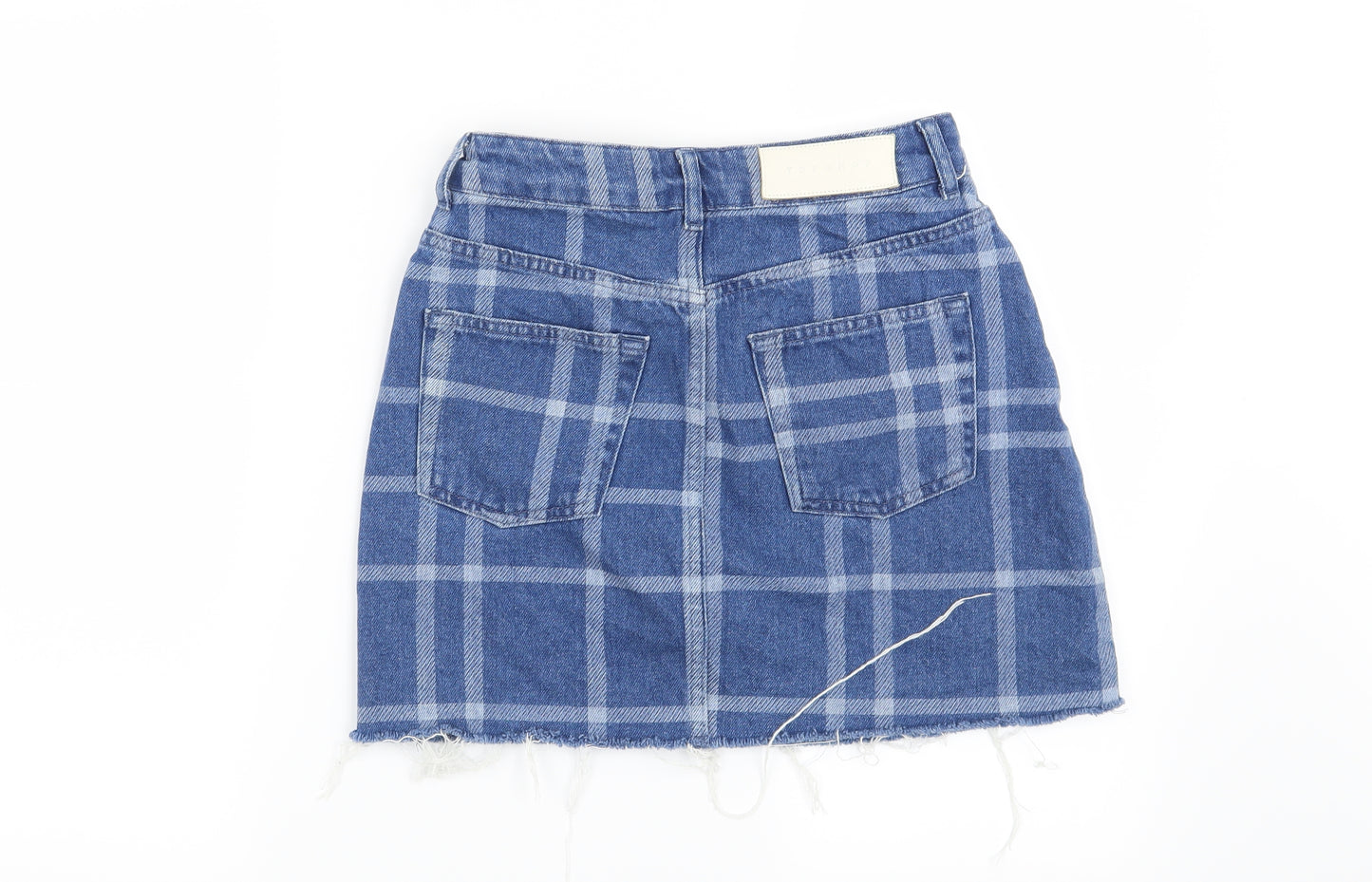 Topshop Womens Blue Check  Mini Skirt Size 6