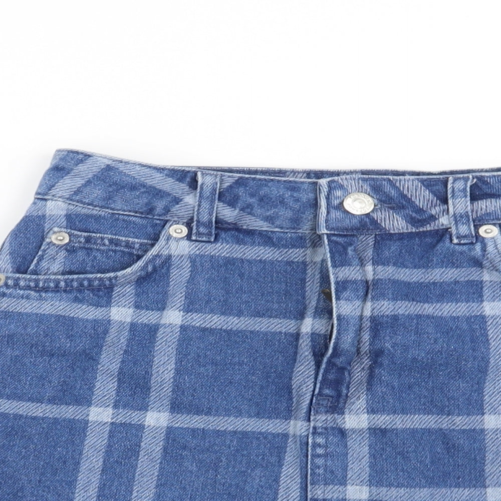 Topshop Womens Blue Check  Mini Skirt Size 6
