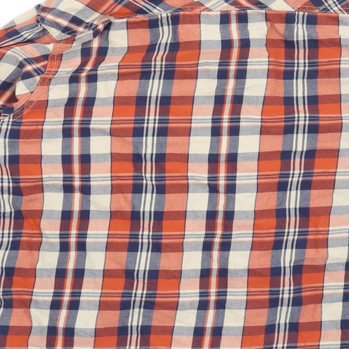 Peacocks Mens Orange Check   Button-Up Size M