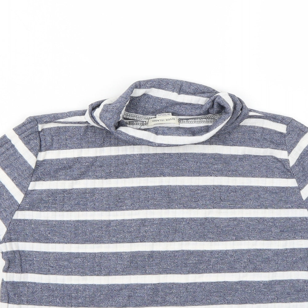 Riverisland Girls Blue Striped  Basic T-Shirt Size 9-10 Years