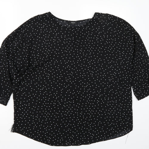 Papaya Womens Black Polka Dot  Basic T-Shirt Size 16