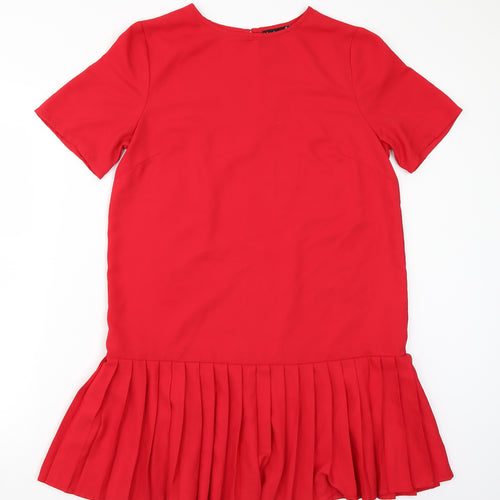 Boohoo Womens Red  Rayon A-Line  Size 10
