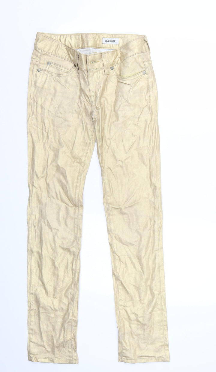 Blackmilk Womens Gold   Straight Jeans Size 26 L32 in