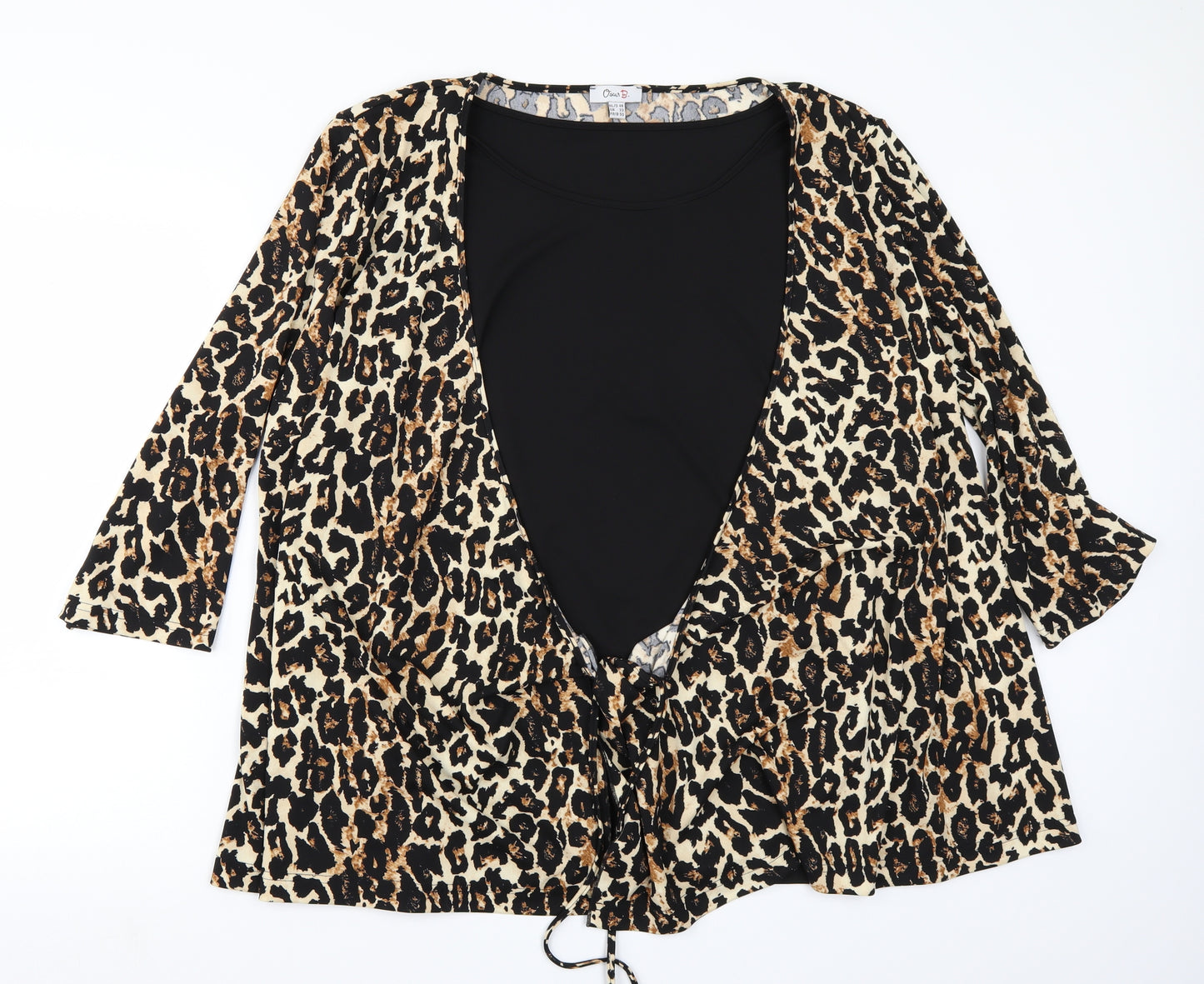 Oscar B Womens Brown Animal Print  Cardigan Jumper Size 22