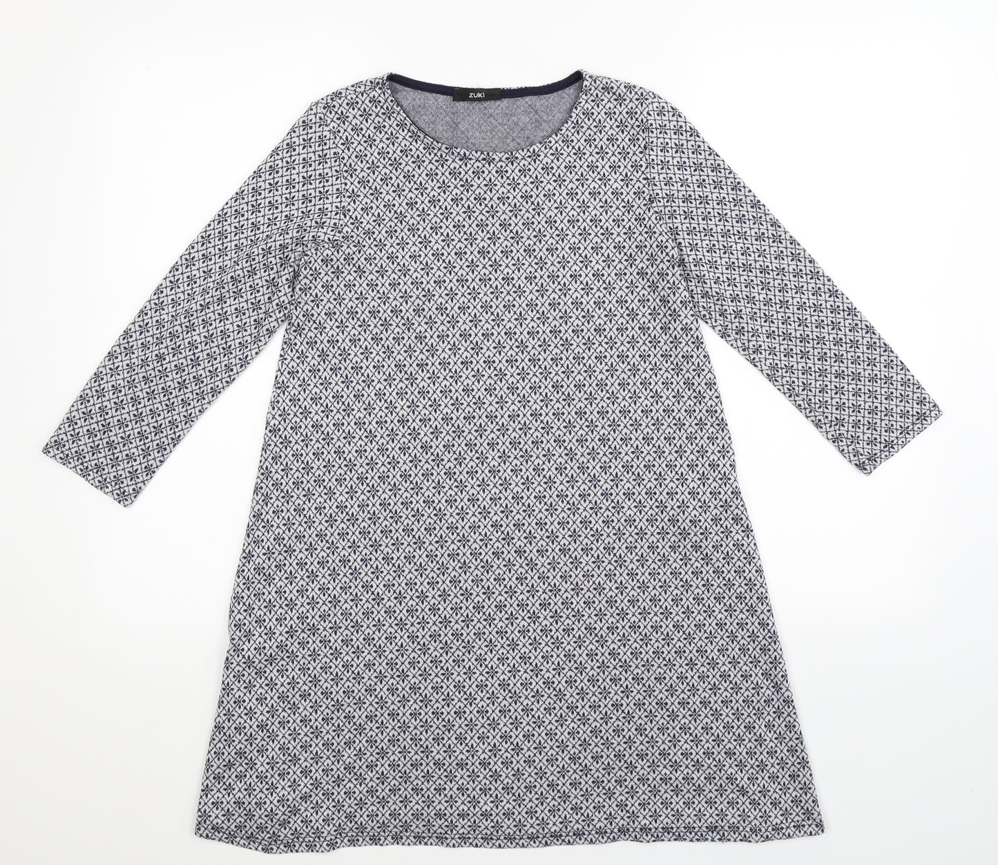 Zuiki Womens Blue Geometric  Pullover Jumper Size S