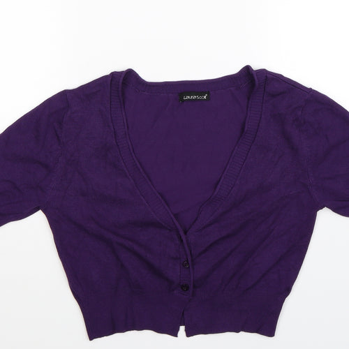 Laura Scott Womens Purple  Knit Cardigan Jumper Size M