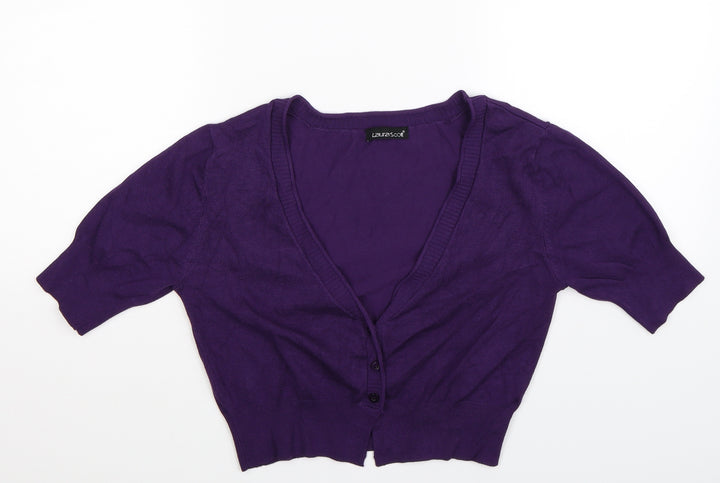 Laura Scott Womens Purple  Knit Cardigan Jumper Size M