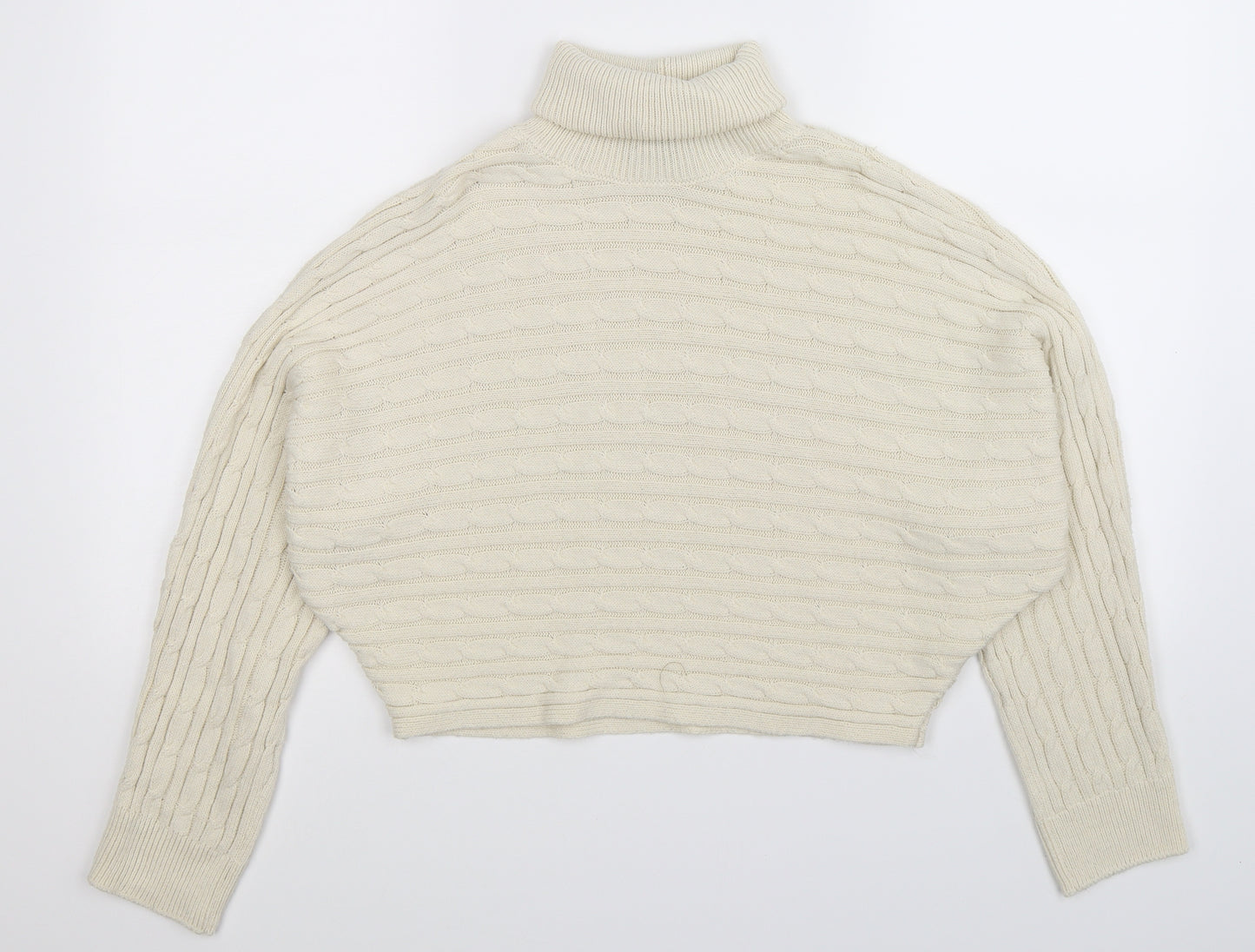New Look Womens White Camouflage Knit Pullover Jumper Size S  - Cropped