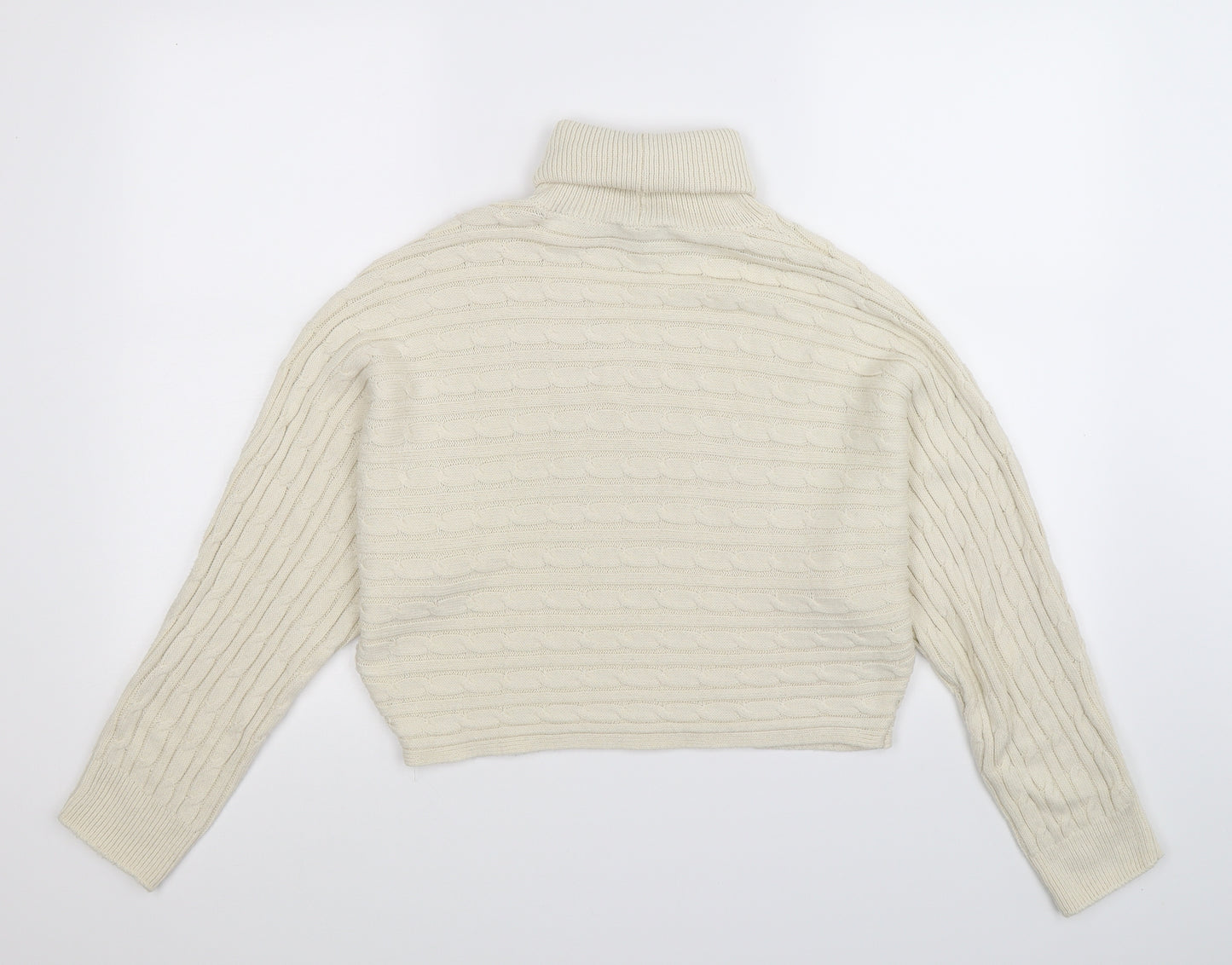 New Look Womens White Camouflage Knit Pullover Jumper Size S  - Cropped