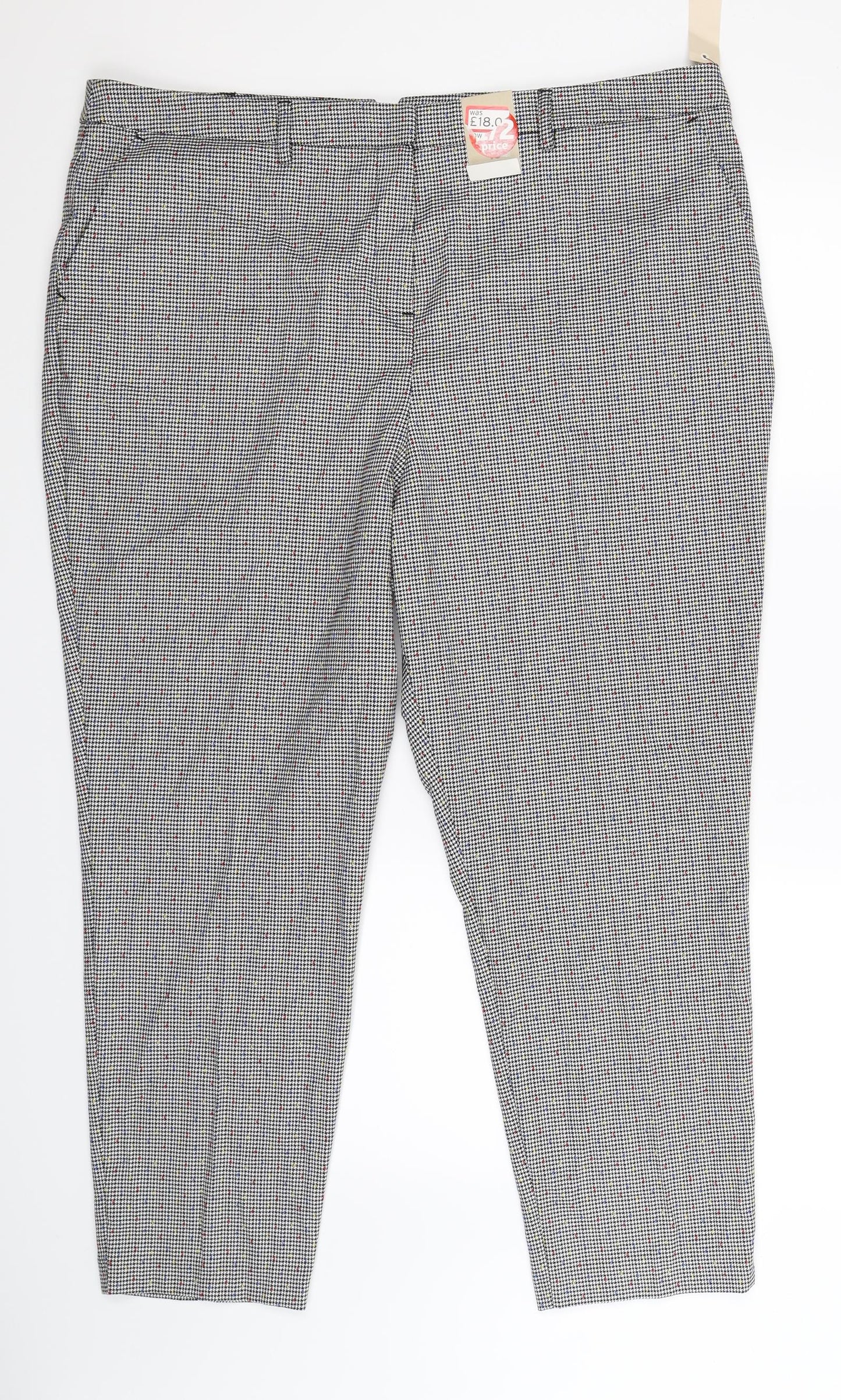 TU Womens Grey Houndstooth  Trousers  Size 20 L28 in