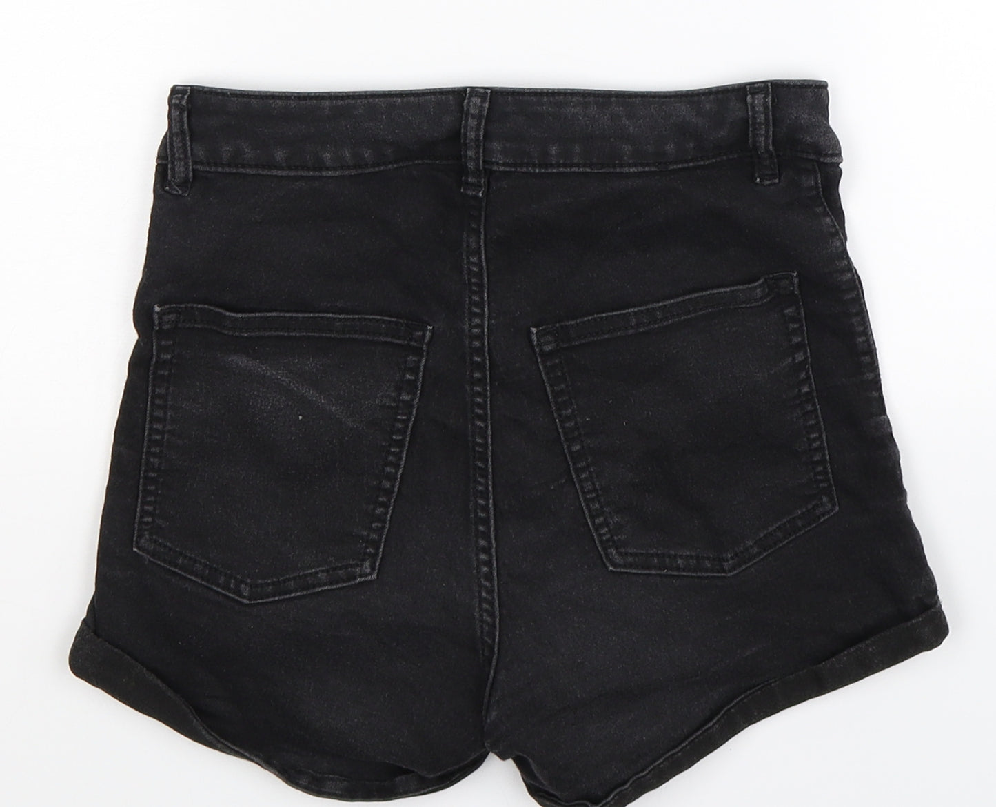 Divided Womens Black  Denim Hot Pants Shorts Size 10