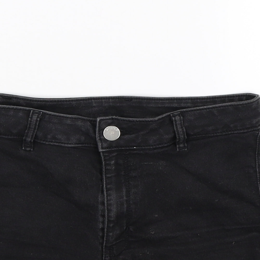 Divided Womens Black  Denim Hot Pants Shorts Size 10